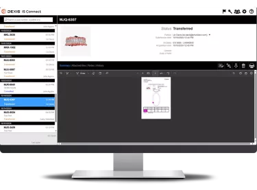 DEXIS IS Connect: Lab window with practice submission summary