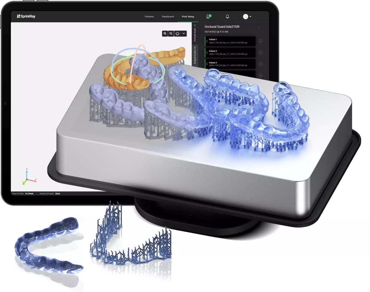 sprintray rayware main pro 3d printer cloud software ipad nightguard rev2